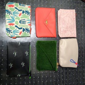 Set of 6 Ipsy Wallet/Bag/Makeup Bag/Pouch